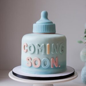 Coming Soon Baby Bottle Cake