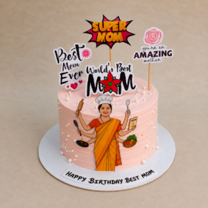 Pink Spring Mom Heart Cake