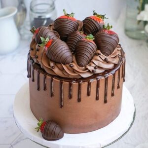 Chocolate Drip and Ganache Strawberry Cake