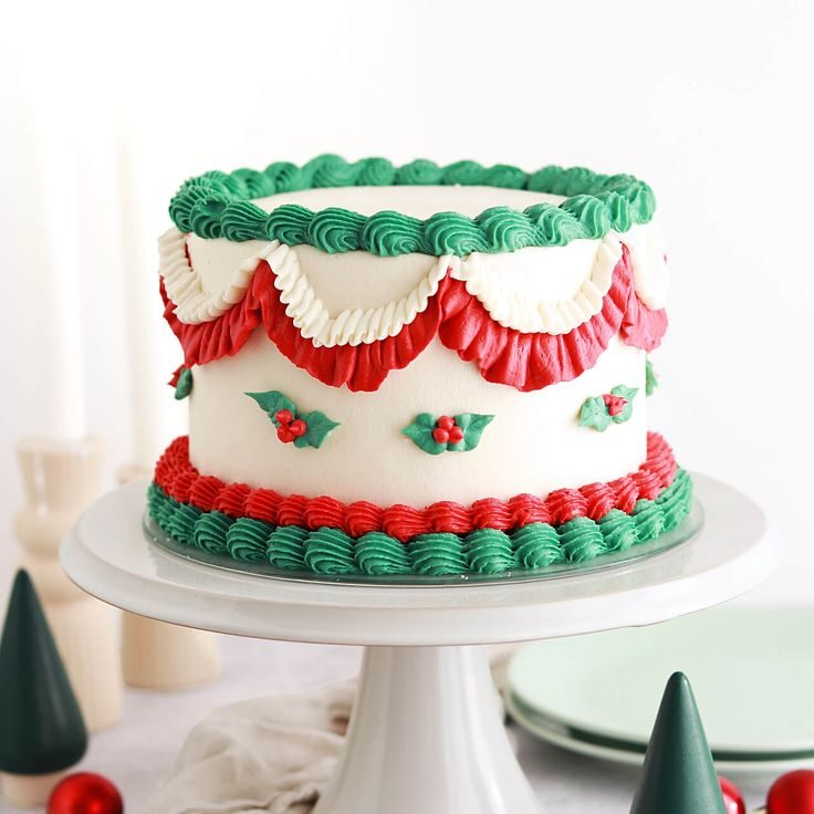 Vintage Christmas Red Velvet Cake - Sugar & Sparrow
