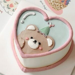 Heart Birthday Bear Cake