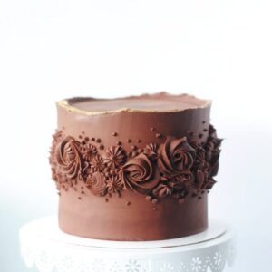 Golden Rim Floral Chocolate Cake