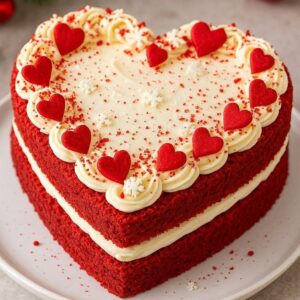 Vintage Romance Red Heart Cake
