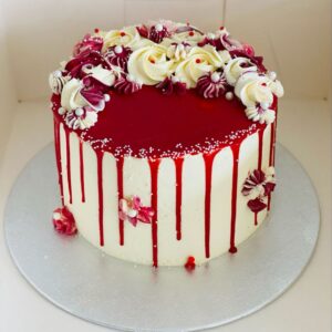 Crimson Velvet Drip Cake