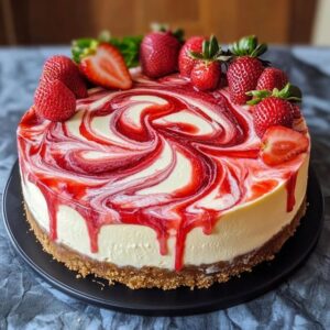 Strawberry Swirl Glaze Cheesecake